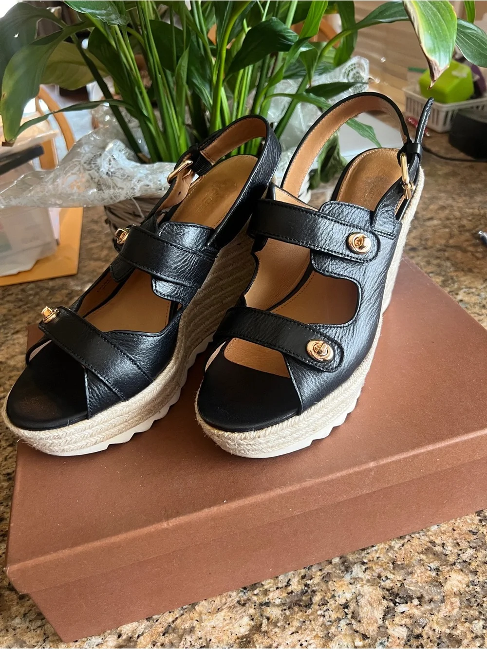 Coach Electra espadrille high wedge sandals